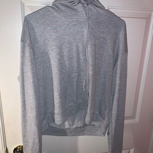 gray crop top hoodie